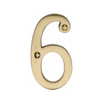 M Marcus Heritage Brass Numeral 6 - Face Fix 76mm Traditional font